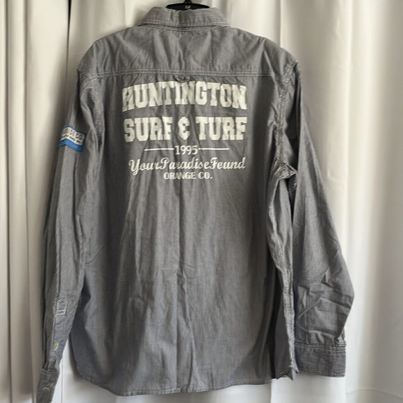 Vintage style button-up work shirt with sewn-in undershirt, XL - Picture 6 of 9